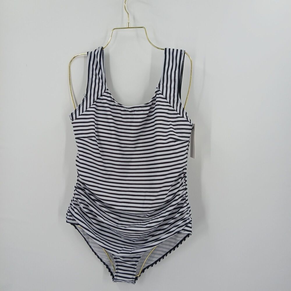 Sea Fancy Swimsuit Womens XL Black White Stripe Swimwear Nautical Aesthetic